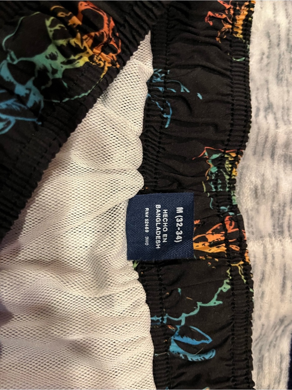 Black Swim Trunks with Neon Crab Print - Picture 2 of 3
